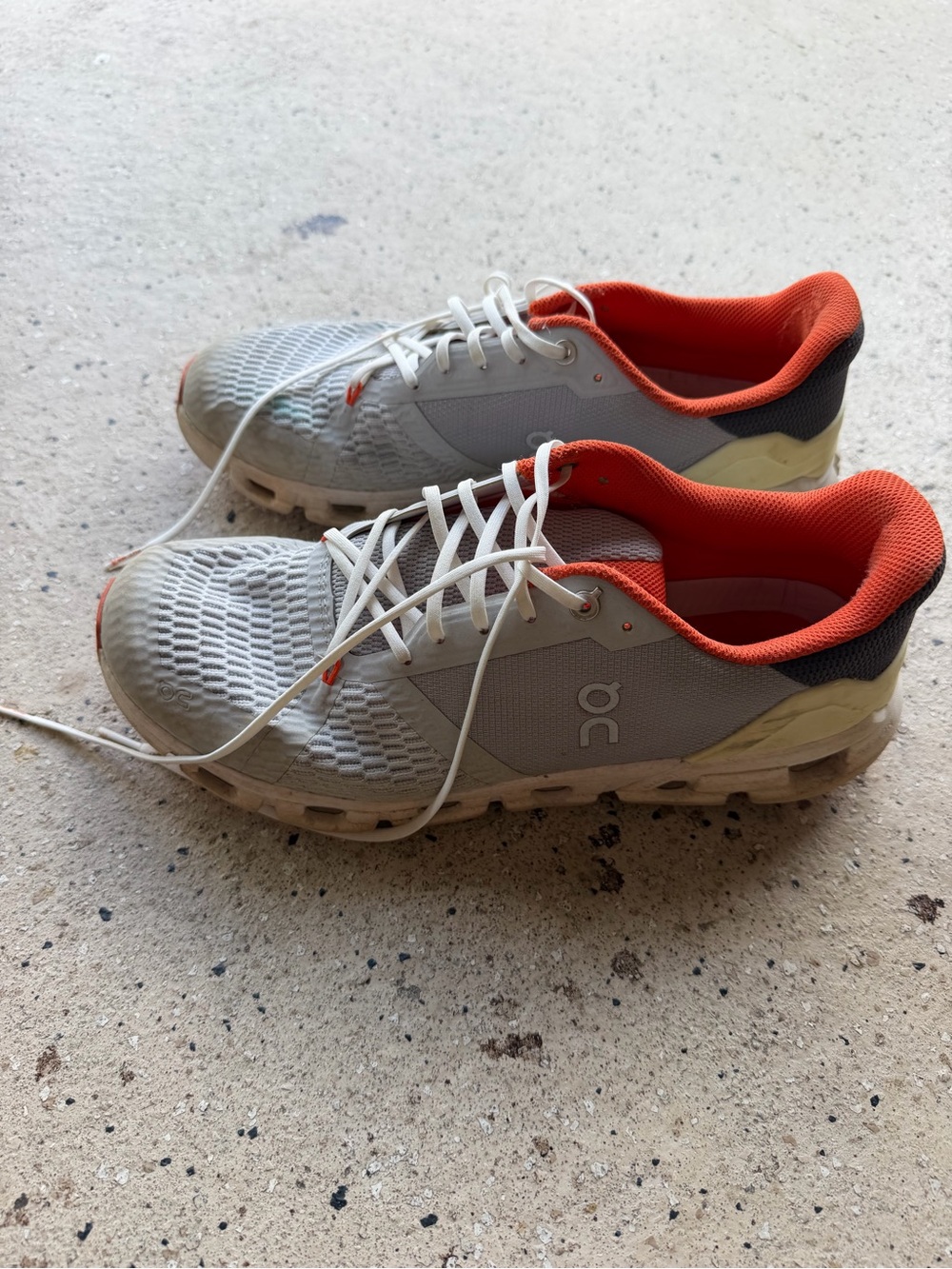 On Running Men's Athletic Shoes — Light Gray with Orange Accent